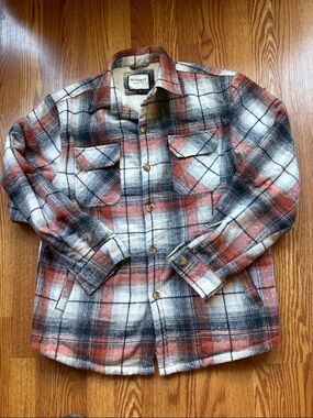 Windfit Men's Orange Plaid Button-Down Casual Shirt